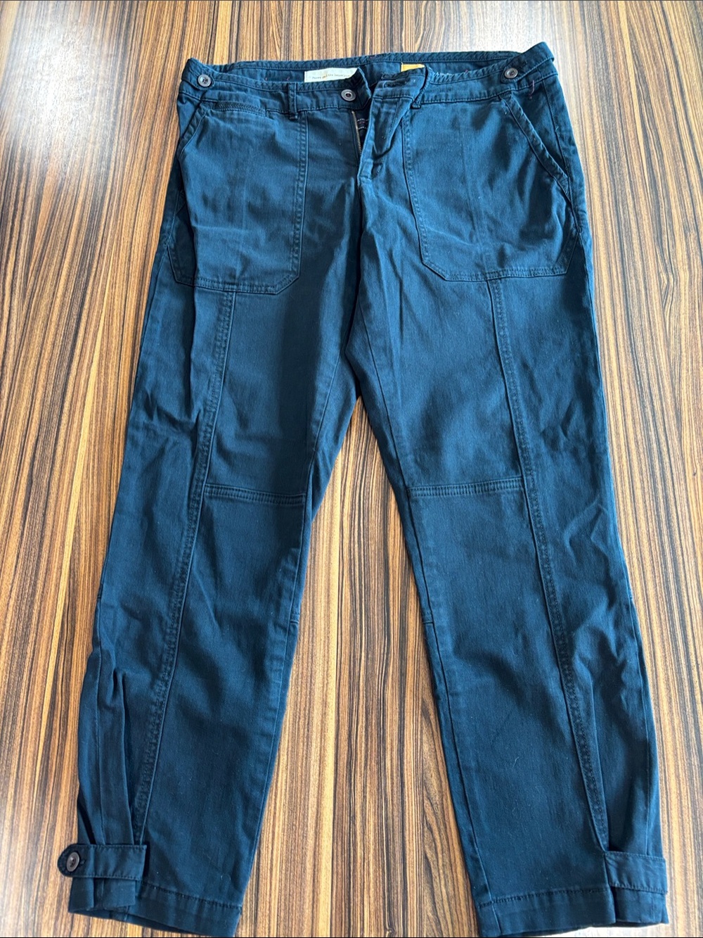 Pilcro Women's Black Cargo Pants with Buttoned Ankle Tabs